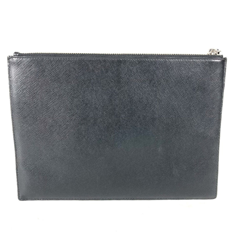 Unspecified Black Silver Leather Clutch Bag Pouch (Pre-Owned)