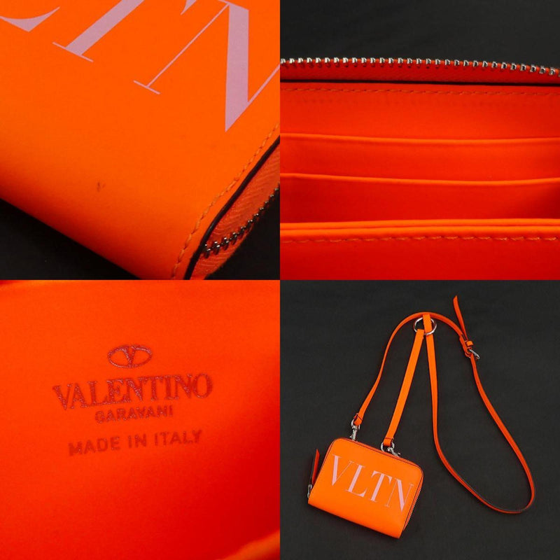 Valentino Garavani Orange Leather Coin Purse/Coin Case (Pre-Owned)