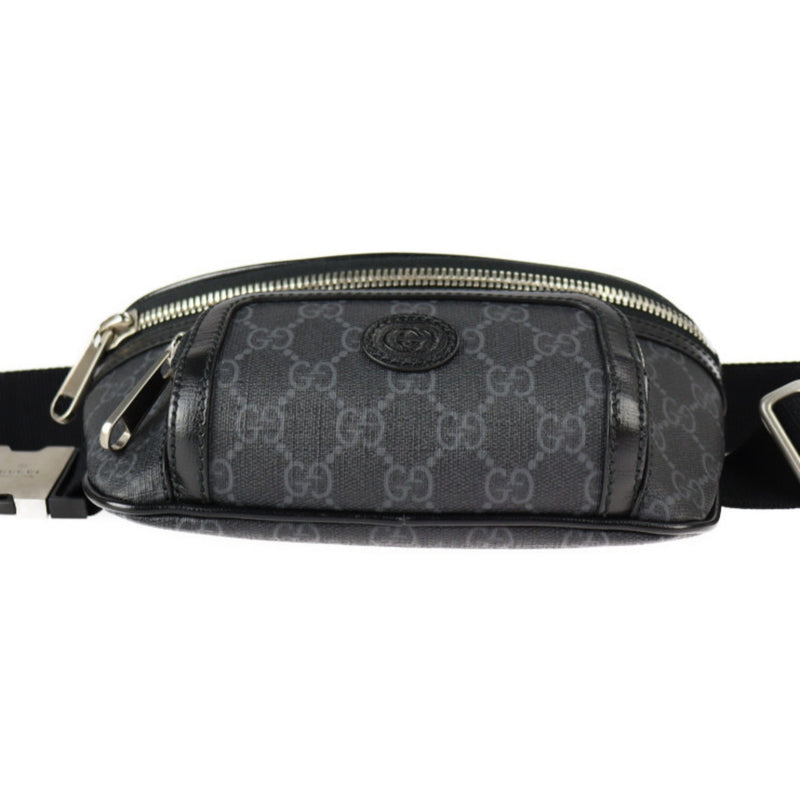 Gucci Black Gray Gg Supreme Leather Fanny Pack (Pre-Owned)