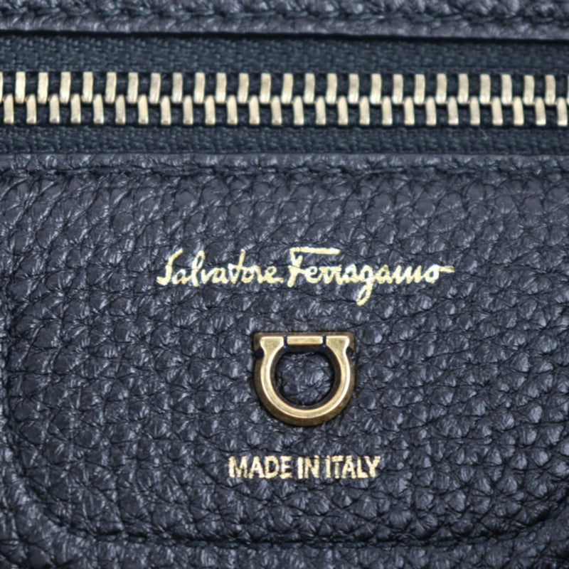 Salvatore Ferragamo Black Leather Handbag Shoulder Bag Tote Bag (Pre-Owned)