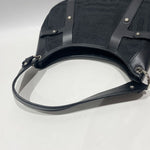 Salvatore Ferragamo Black Canvas Leather Shoulder Bag (Pre-Owned)