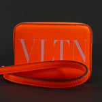 Valentino Garavani Orange Leather Coin Purse/Coin Case (Pre-Owned)