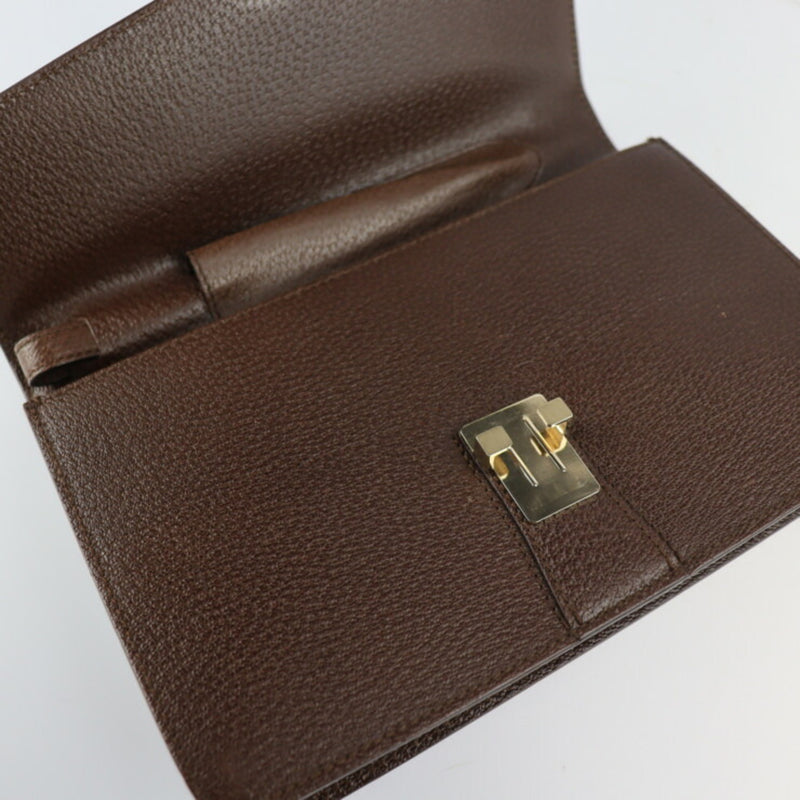 Salvatore Ferragamo Brown Leather Clutch Bag (Pre-Owned)