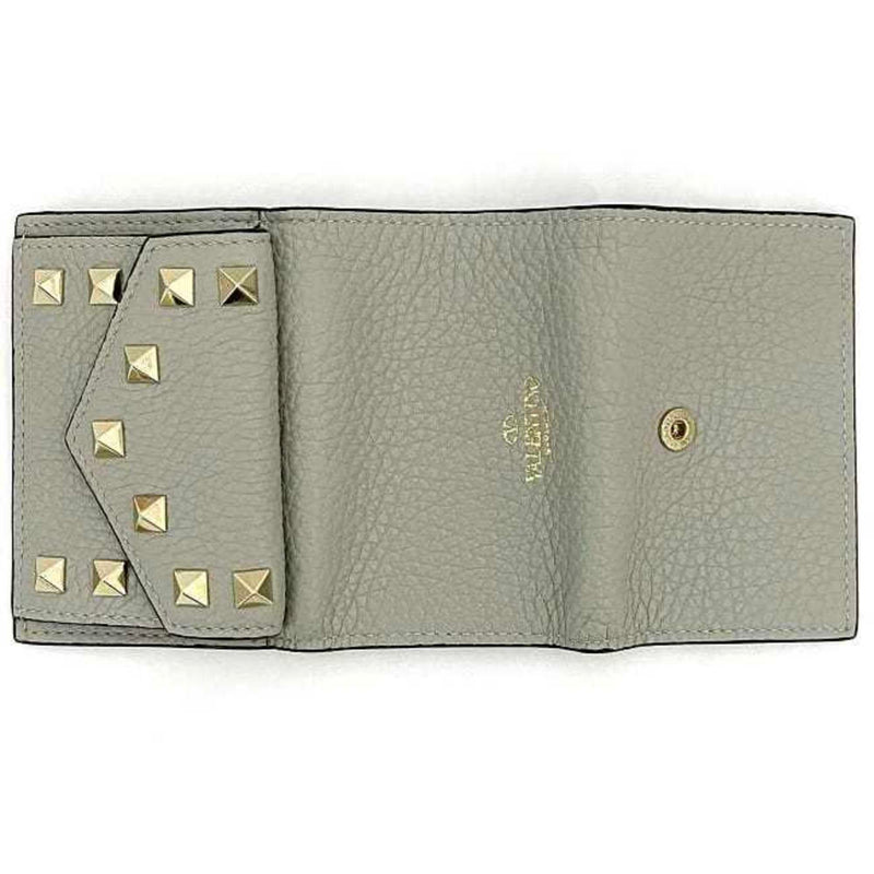 Valentino Garavani Gray Leather Wallet (Tri-Fold) (Pre-Owned)