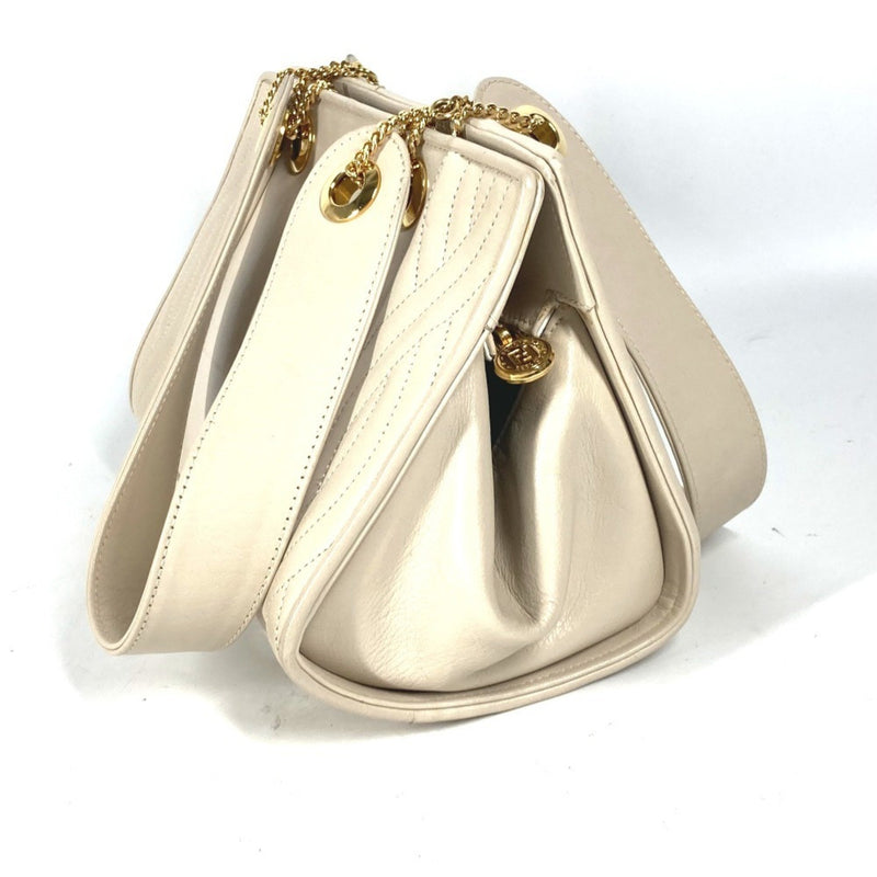 Fendi Beige Gold Leather Handbag Shoulder Bag (Pre-Owned)