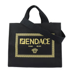 Fendi Black Canvas Handbag Shoulder Bag Tote Bag (Pre-Owned)