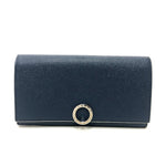 Bvlgari Navy Leather Long Wallet (Bi-Fold) (Pre-Owned)