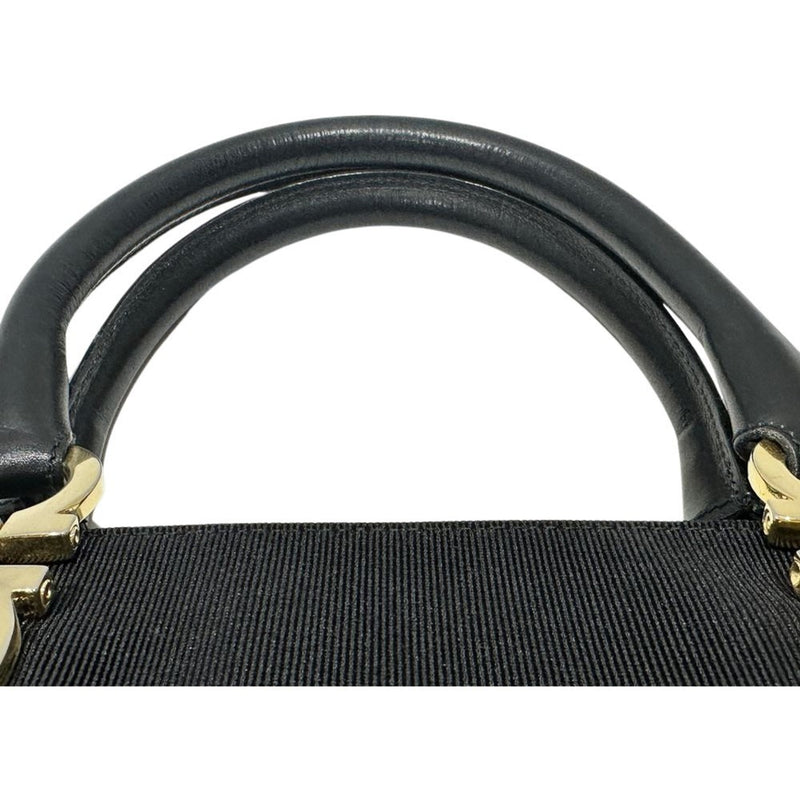 Salvatore Ferragamo Black Canvas Leather Handbag (Pre-Owned)