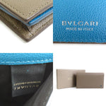 Bvlgari Blue Khaki Brown Turquoise Leather Long Wallet (Bi-Fold) (Pre-Owned)