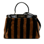 Fendi Black Brown Leather Handbag Shoulder Bag (Pre-Owned)