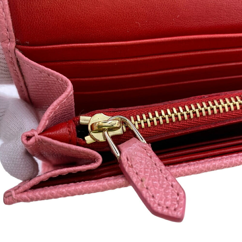 Bvlgari Pink Leather Long Wallet (Bi-Fold) (Pre-Owned)