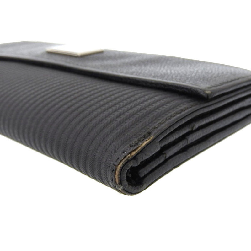 Bvlgari Millerighe Black Leather Long Wallet (Tri-Fold) (Pre-Owned)