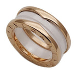 Bvlgari Pink Gold White Ceramic Pink Gold (18K) Band Ring (Pre-Owned)