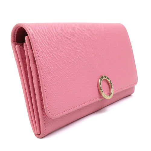 Bvlgari Pink Leather Long Wallet (Bi-Fold) (Pre-Owned)