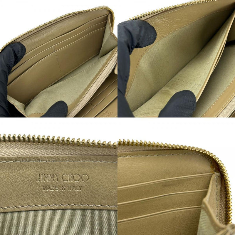 Jimmy Choo Champagne Gold Leather Long Wallet (Bi-Fold) (Pre-Owned)