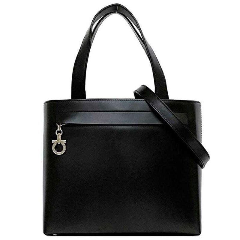 Salvatore Ferragamo Black Leather Handbag Shoulder Bag (Pre-Owned)