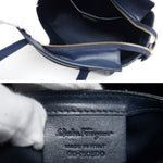 Salvatore Ferragamo Dark Navy Denim Leather Handbag Tote Bag (Pre-Owned)