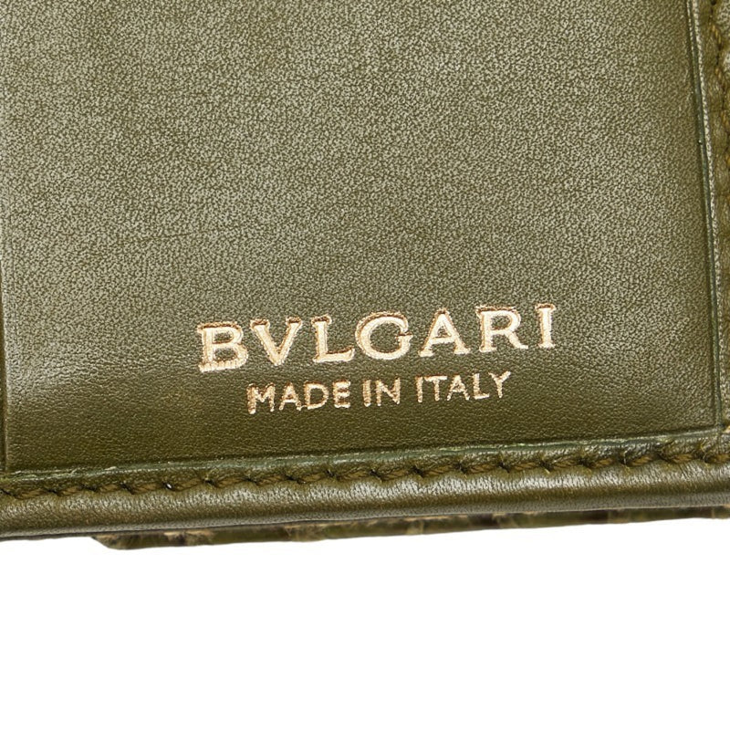 Bvlgari Brown Green Canvas Leather Wallet (Bi-Fold) (Pre-Owned)