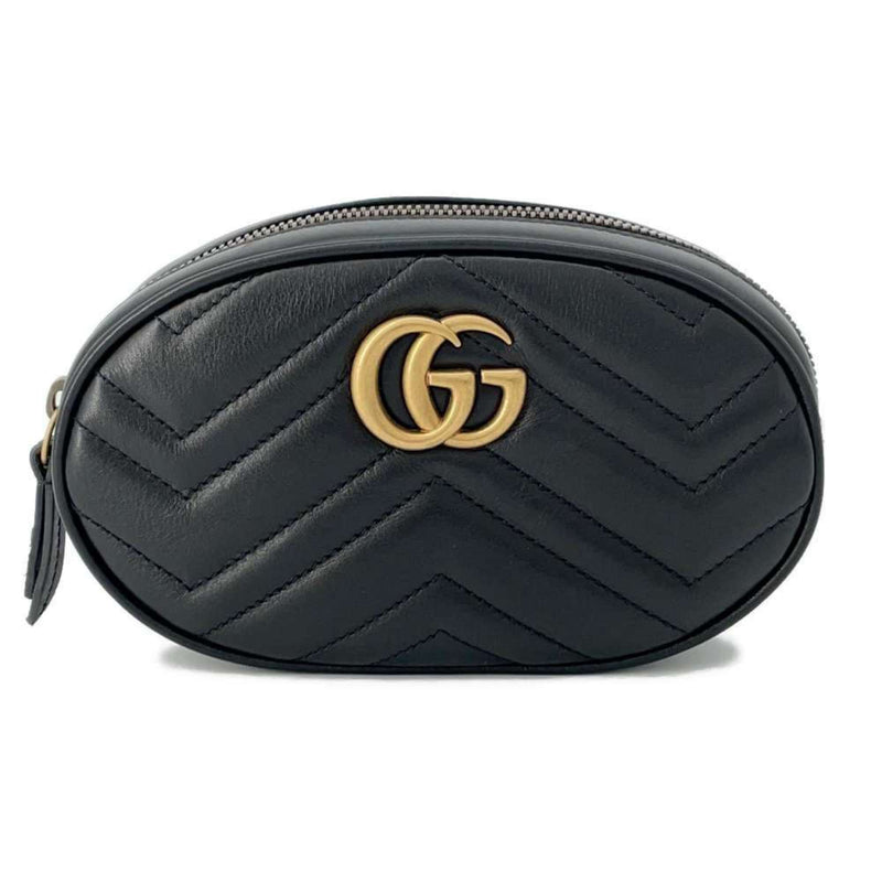 Gucci Gg Marmont Black Leather Fanny Pack (Pre-Owned)