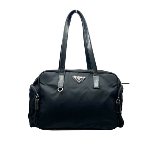 Prada Black Nylon Boston Bag Handbag (Pre-Owned)