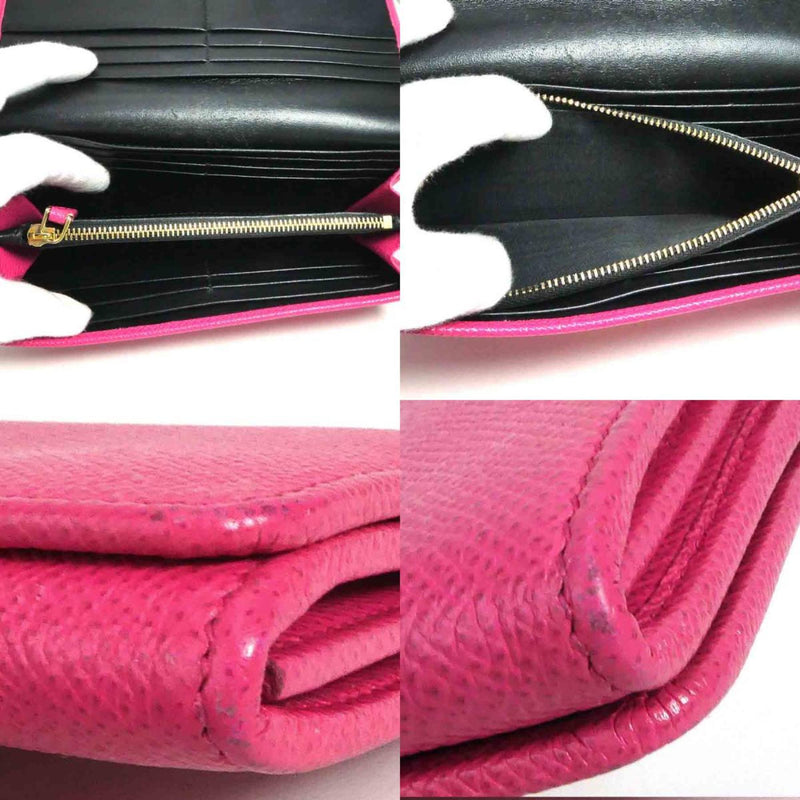 Bvlgari Pink Leather Long Wallet (Bi-Fold) (Pre-Owned)