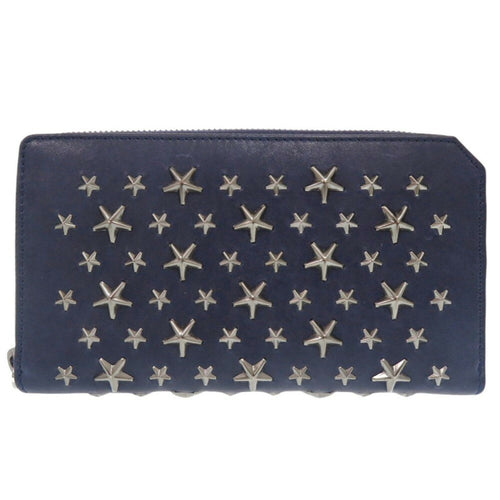 Jimmy Choo Navy Leather Long Wallet (Bi-Fold) (Pre-Owned)