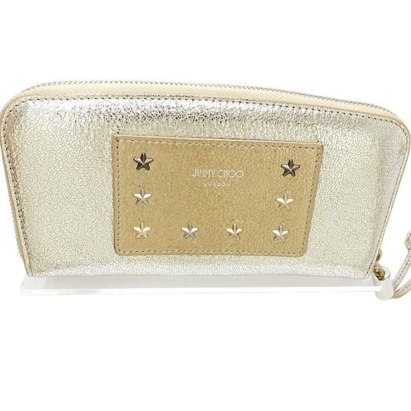 Jimmy Choo Metallic Gold Metallic Silver Leather Coin Purse/Coin Case (Pre-Owned)