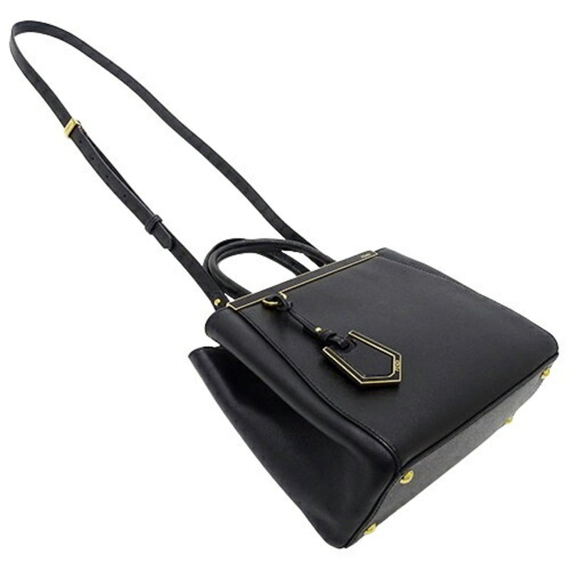 Fendi 2Jours Black Leather Handbag Shoulder Bag (Pre-Owned)