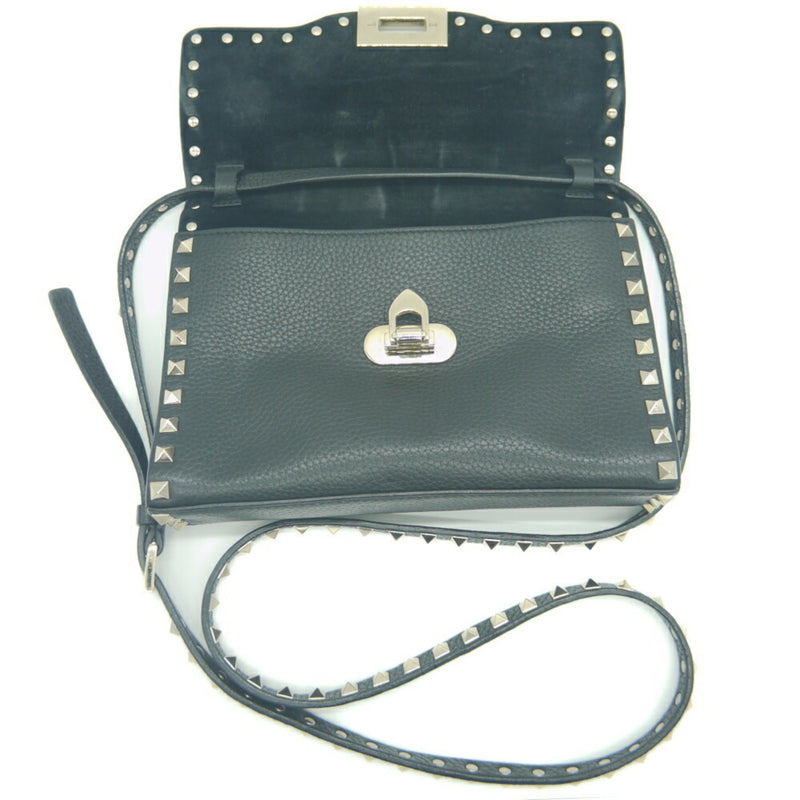 Valentino Garavani Black Leather Shoulder Bag (Pre-Owned)