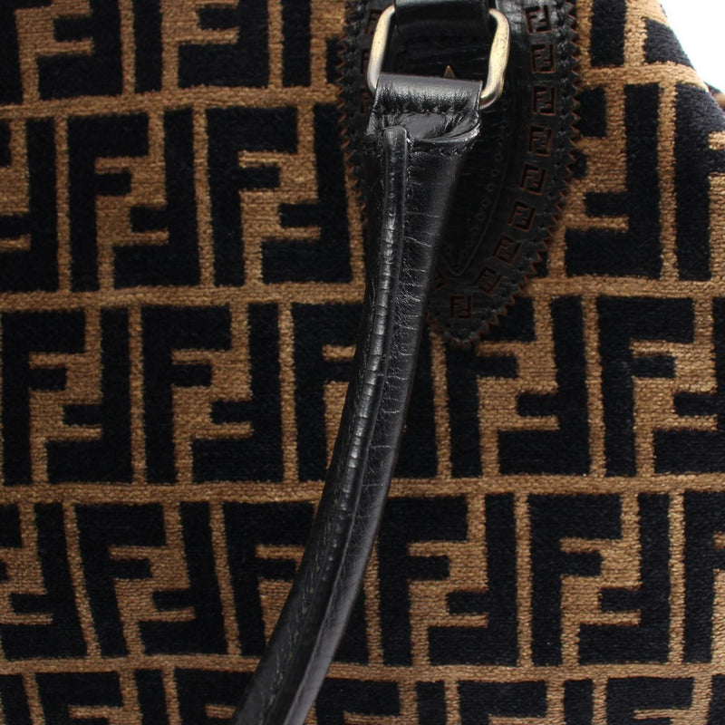 Fendi Beige Black Leather Fabric Handbag (Pre-Owned)