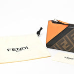 Fendi Black Brown Orange Coated Canvas Leather Coin Purse/Coin Case (Pre-Owned)