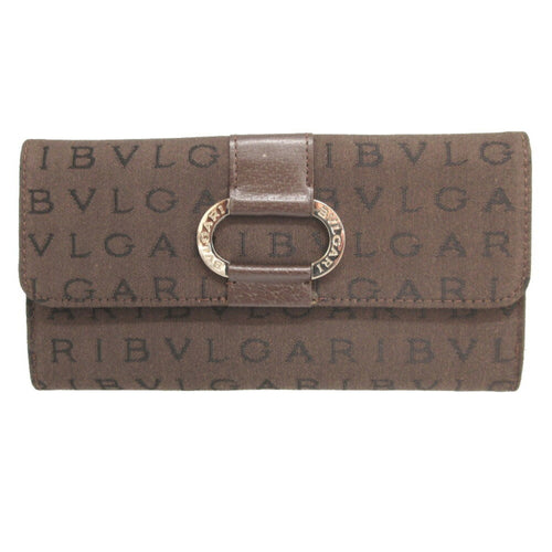 Bvlgari Brown Canvas Long Wallet (Bi-Fold) (Pre-Owned)