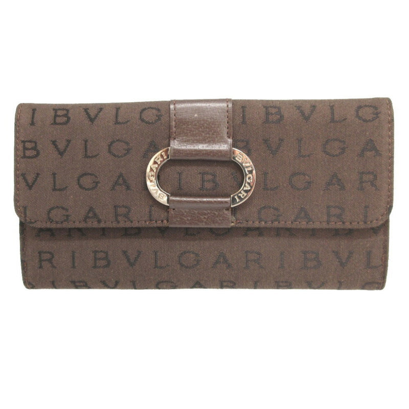 Bvlgari Brown Canvas Long Wallet (Bi-Fold) (Pre-Owned)