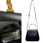 Salvatore Ferragamo Black Leather Handbag Shoulder Bag (Pre-Owned)