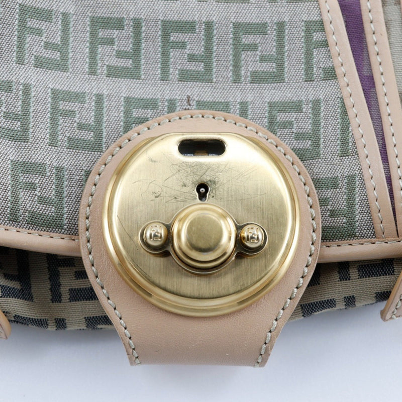 Fendi Beige Canvas Shoulder Bag (Pre-Owned)