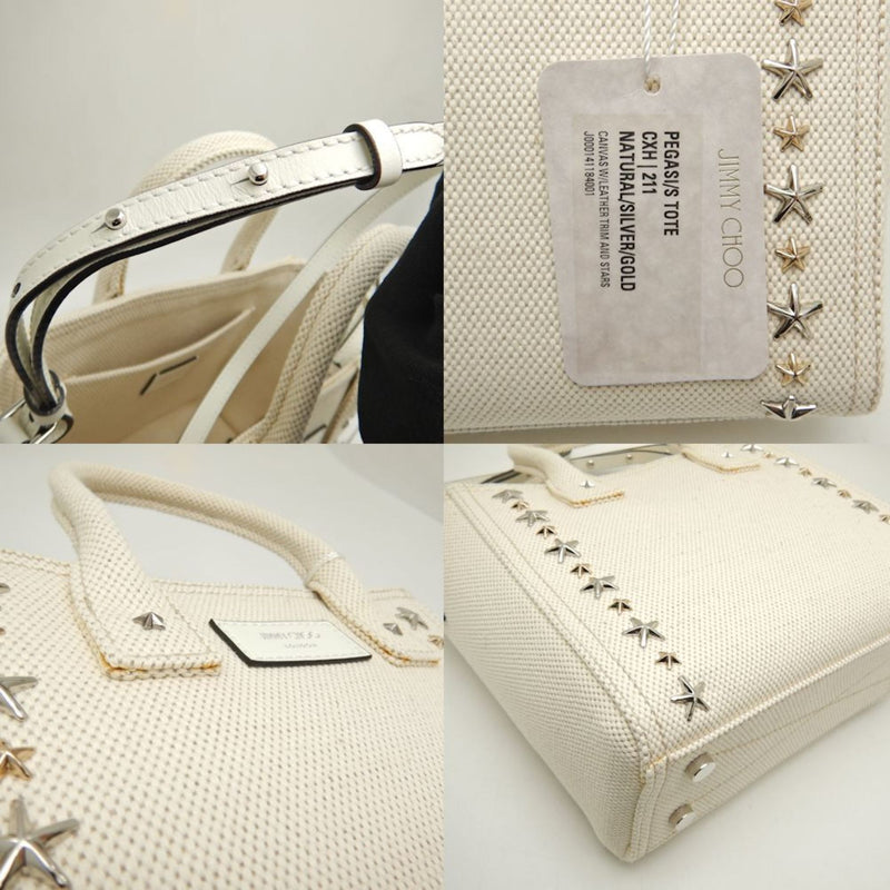 Jimmy Choo Gold Silver Canvas Handbag (Pre-Owned)