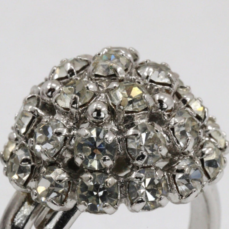 Christian Dior Silver Rhinestone Band Ring (Pre-Owned)