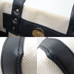 Valentino Garavani Black Ivory Canvas Leather Shoulder Bag (Pre-Owned)