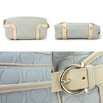 Salvatore Ferragamo Gancini Beige Gray Leather Pvc Shoulder Bag (Pre-Owned)