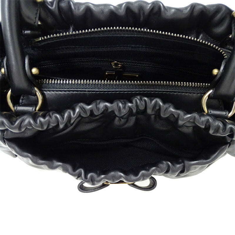 Salvatore Ferragamo Black Leather Handbag Shoulder Bag (Pre-Owned)