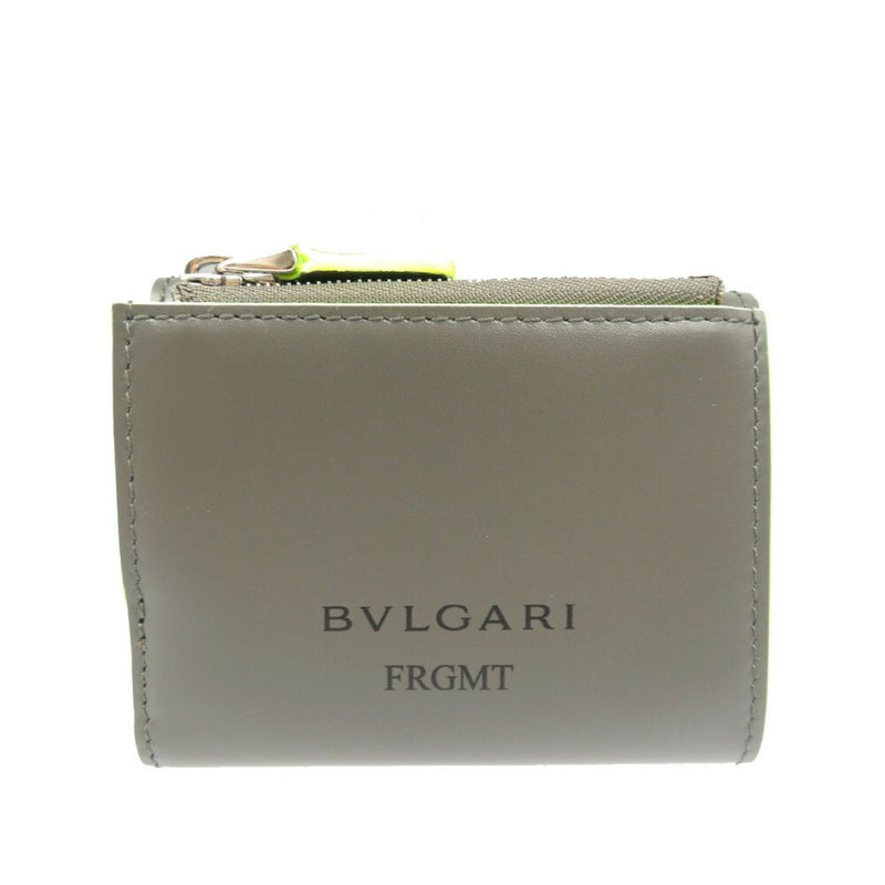 Bvlgari Gray Yellow Leather Wallet (Tri-Fold) (Pre-Owned)