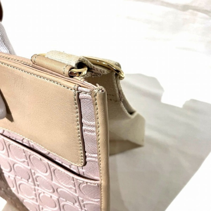 Salvatore Ferragamo Beige Pink Leather Shoulder Bag (Pre-Owned)