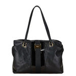 Salvatore Ferragamo Black Leather Handbag Tote Bag (Pre-Owned)