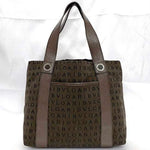 Bvlgari Logomania Brown Canvas Leather Handbag Tote Bag (Pre-Owned)