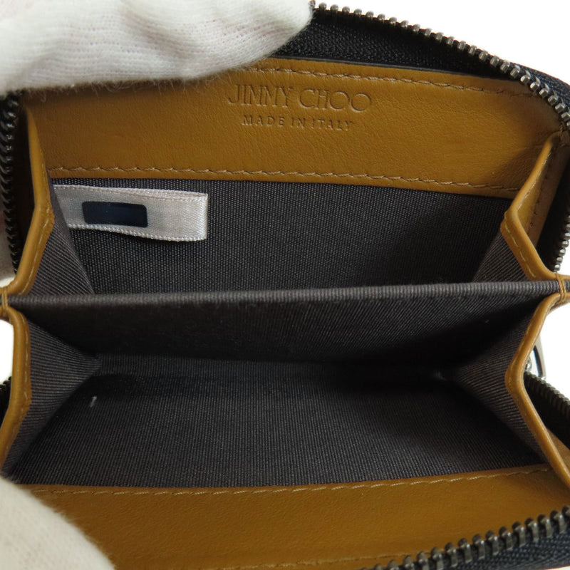 Jimmy Choo Black Brown Leather Coin Purse/Coin Case (Pre-Owned)