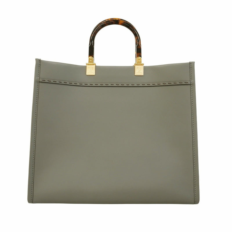 Fendi Gray Leather Tote Bag (Pre-Owned)