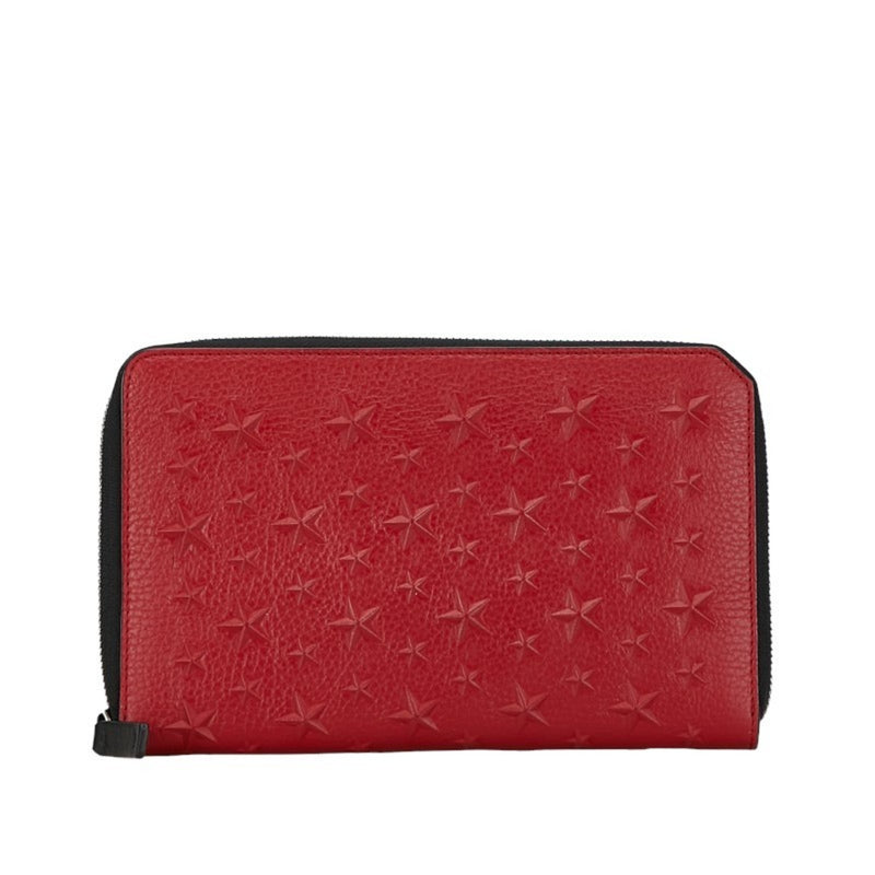 Jimmy Choo Red Color Leather Wallet (Bi-Fold) (Pre-Owned)