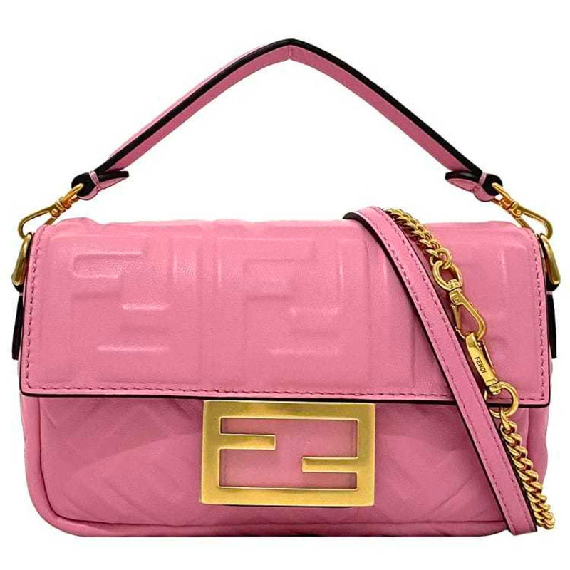 Fendi Baguette Pink Leather Shoulder Bag (Pre-Owned)