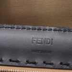 Fendi Beige Black Leather Canvas Shoulder Bag (Pre-Owned)