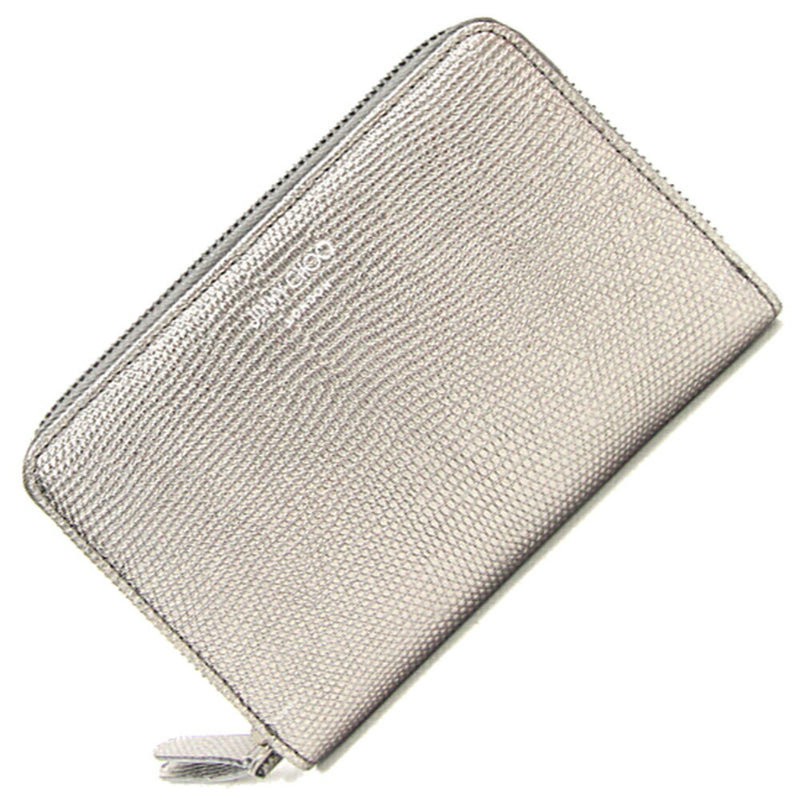 Jimmy Choo Gunmetal Metallic Leather Coin Purse/Coin Case (Pre-Owned)